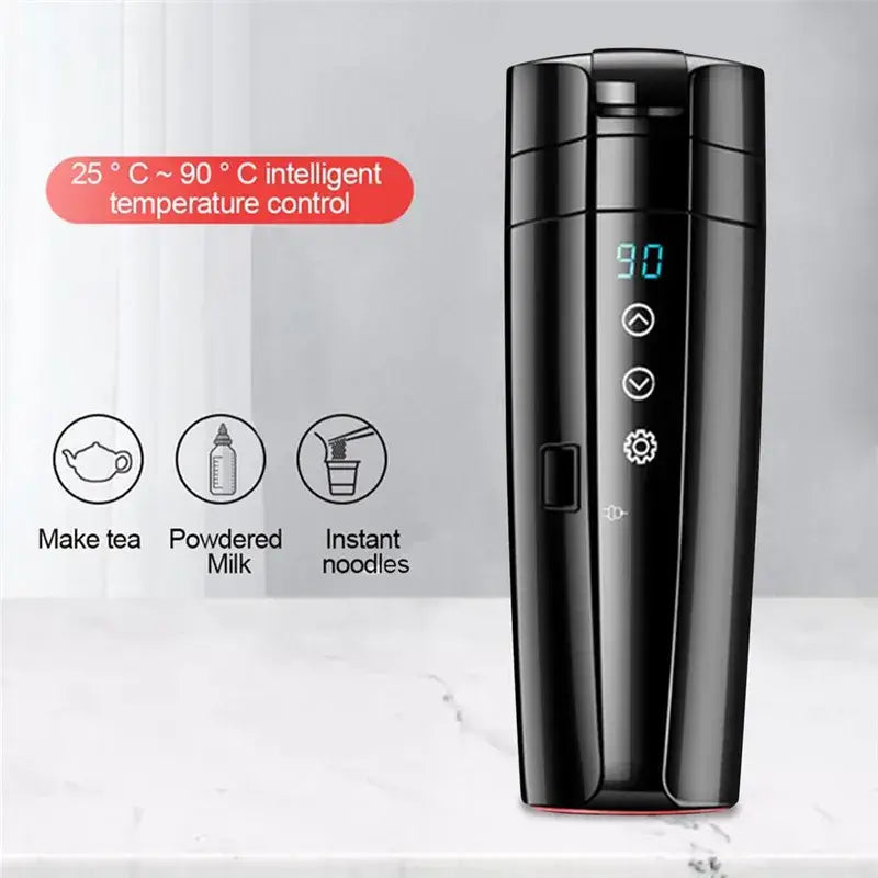 Smart Electric Car Mug with LCD Temperature Display for Hot Beverages on the Go