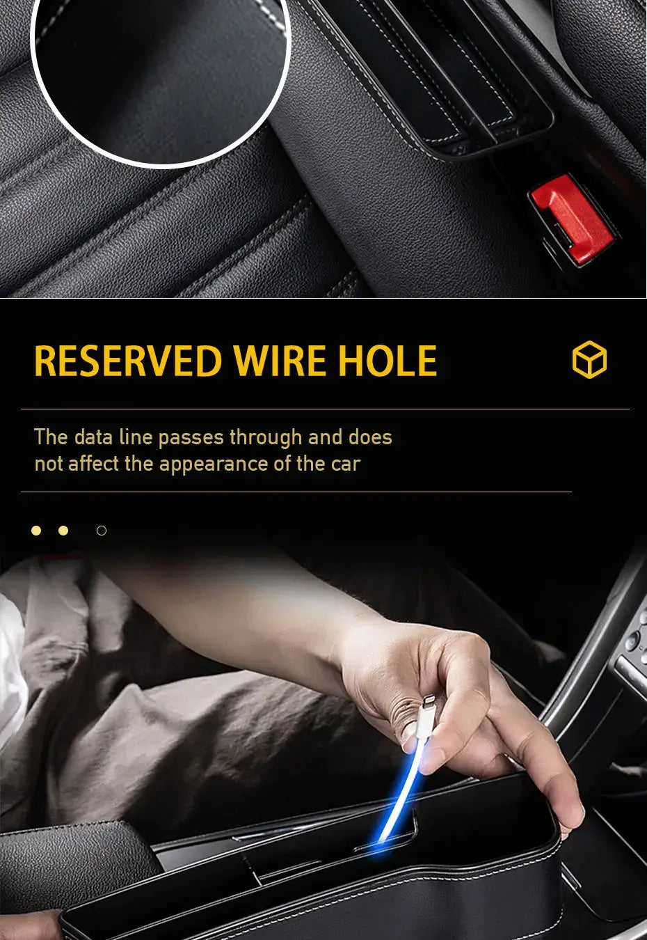 Organizador de compartimento para asiento de coche de cuero sintético con portavasos