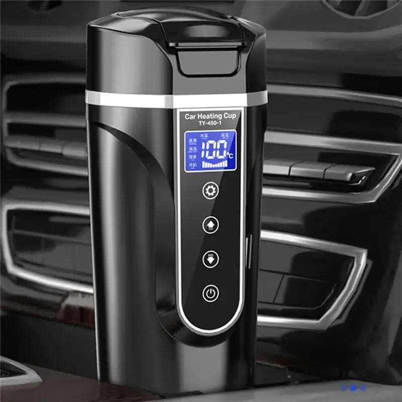 Smart Electric Car Mug with LCD Temperature Display for Hot Beverages on the Go