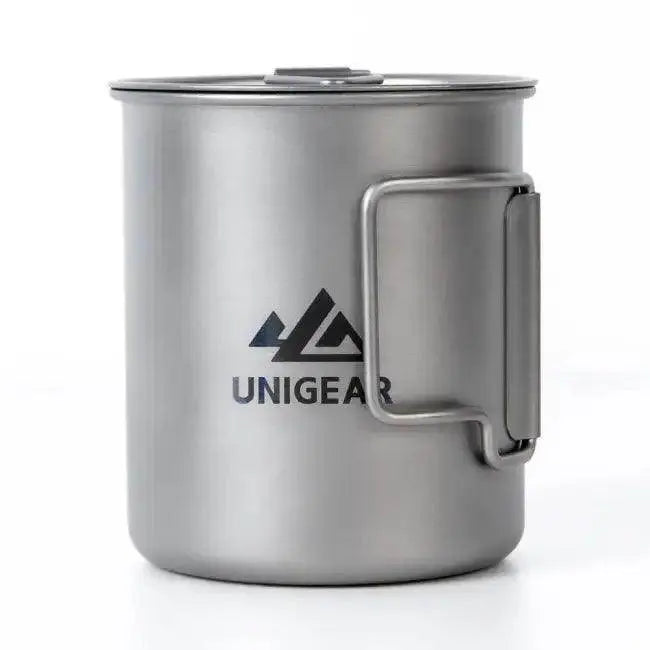 High Temp Resistant Titanium Camping Cup with Folding Handle - Estalios