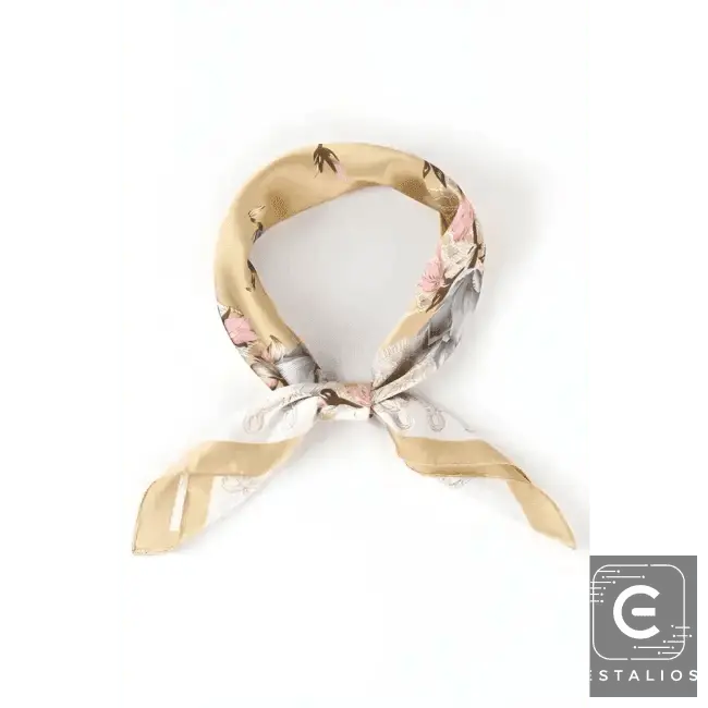 Light Blue Floral Printed Silky Square Scarf for Elegance - Estalios