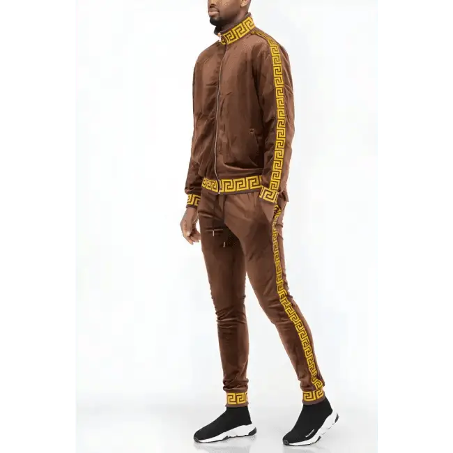 Luxe Bold Greek Key Glam Tracksuit for Stylish Comfort - Estalios