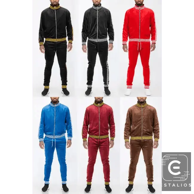 Luxe Bold Greek Key Glam Tracksuit for Stylish Comfort - Estalios