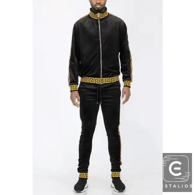 Luxe Bold Greek Key Glam Tracksuit for Stylish Comfort - Estalios