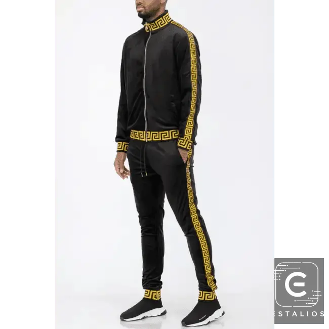Luxe Bold Greek Key Glam Tracksuit for Stylish Comfort - Estalios