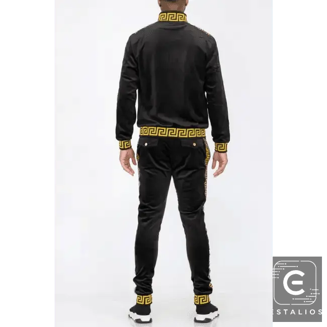 Luxe Bold Greek Key Glam Tracksuit for Stylish Comfort - Estalios