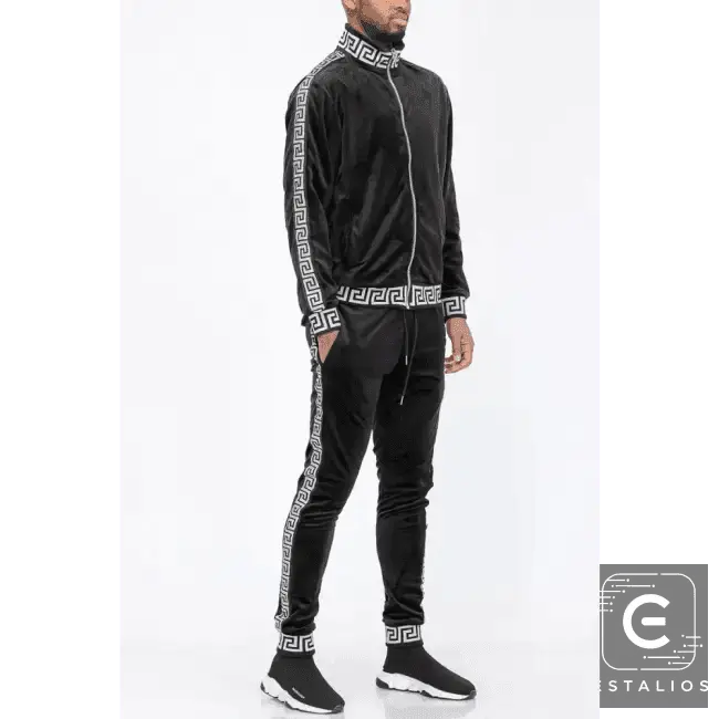 Luxe Bold Greek Key Glam Tracksuit for Stylish Comfort - Estalios