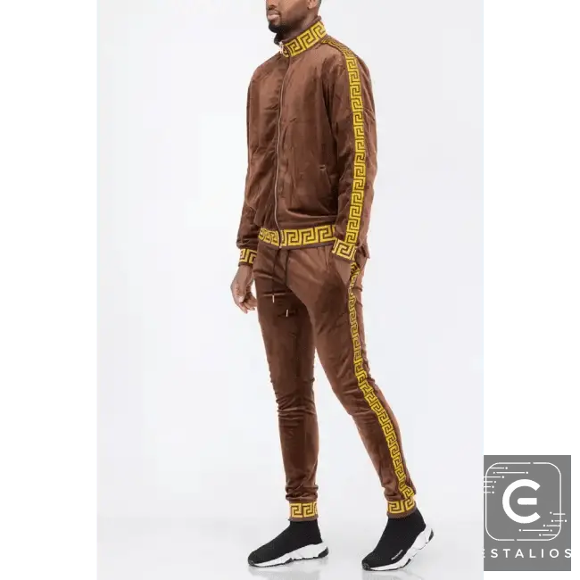 Luxe Bold Greek Key Glam Tracksuit for Stylish Comfort - Estalios