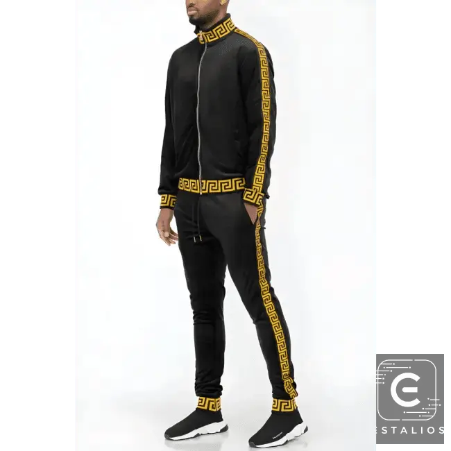 Luxe Bold Greek Key Glam Tracksuit for Stylish Comfort - Estalios