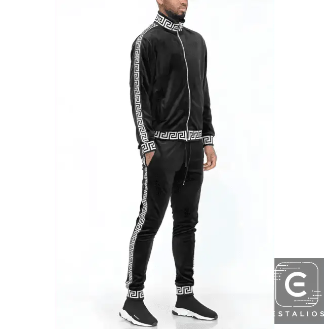 Luxe Bold Greek Key Glam Tracksuit for Stylish Comfort - Estalios