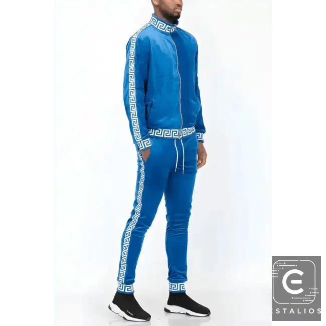 Luxe Bold Greek Key Glam Tracksuit for Stylish Comfort - Estalios