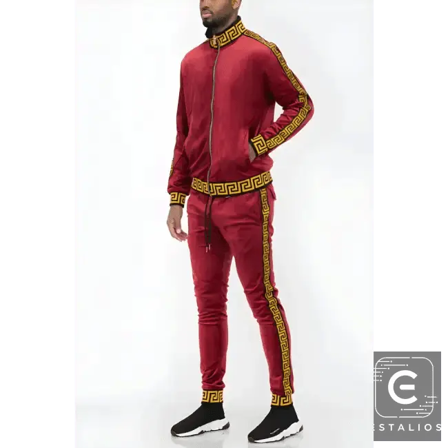 Luxe Bold Greek Key Glam Tracksuit for Stylish Comfort - Estalios