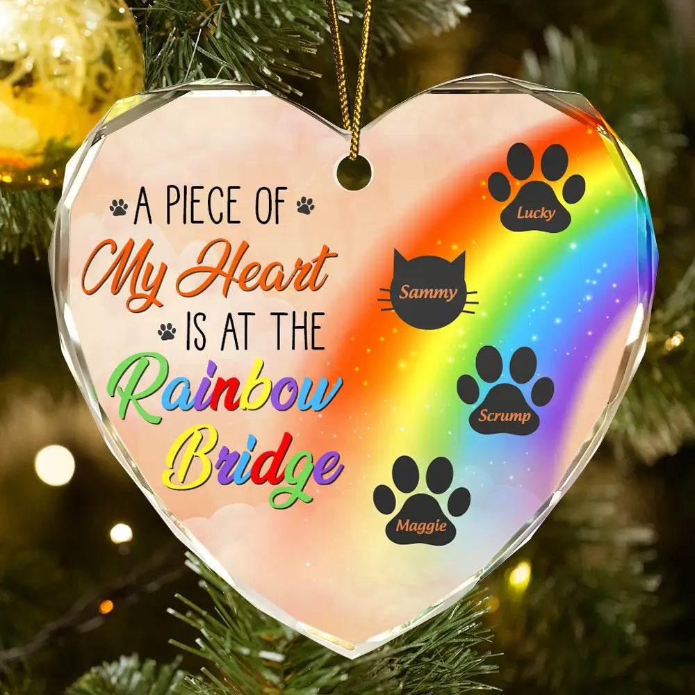 Personalized Heart-Shaped Glass Ornament for Pet Memorial - Estalios