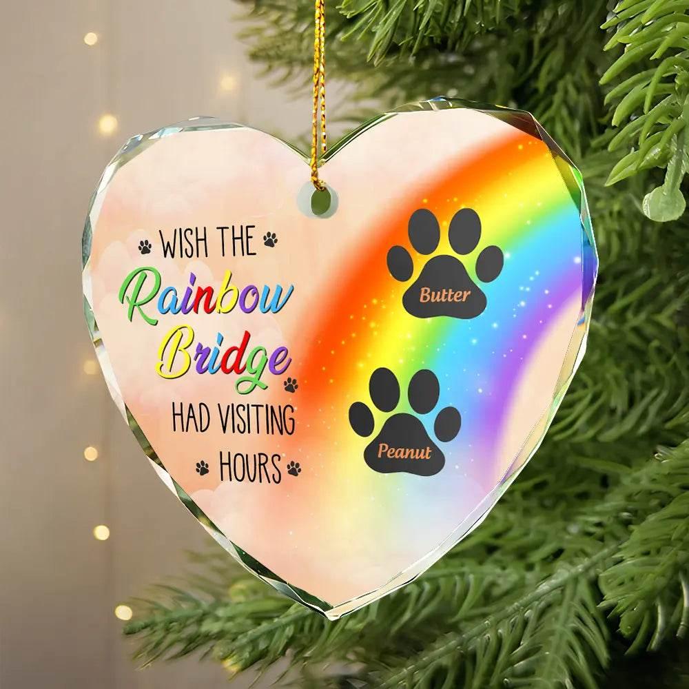 Personalized Heart-Shaped Glass Ornament for Pet Memorial - Estalios