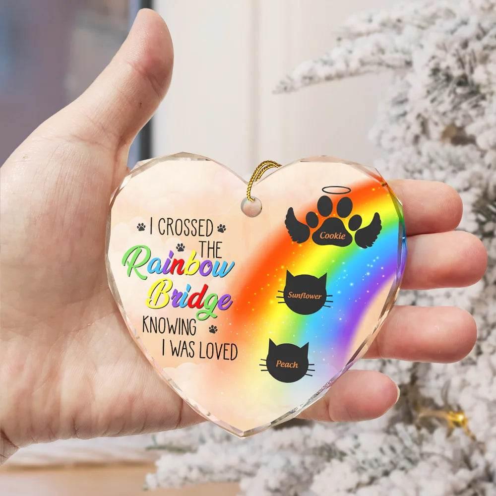 Personalized Heart-Shaped Glass Ornament for Pet Memorial - Estalios
