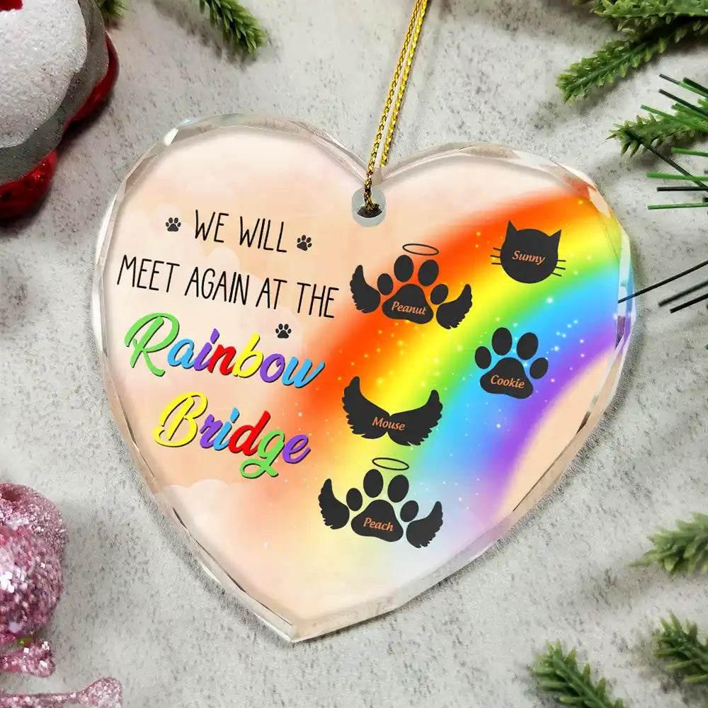 Personalized Heart-Shaped Glass Ornament for Pet Memorial - Estalios