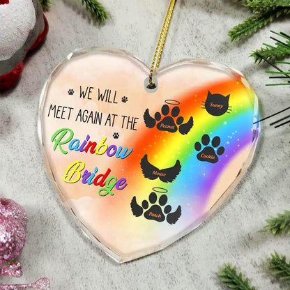 Personalized Heart-Shaped Glass Ornament for Pet Memorial - Estalios
