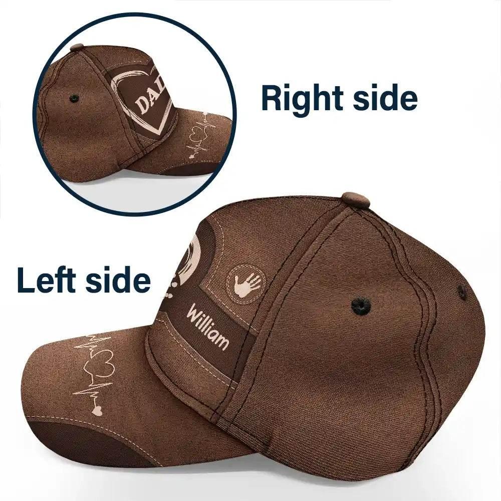 Personalized Classic Cap with Grandpa Dad Kids Handprints - Estalios
