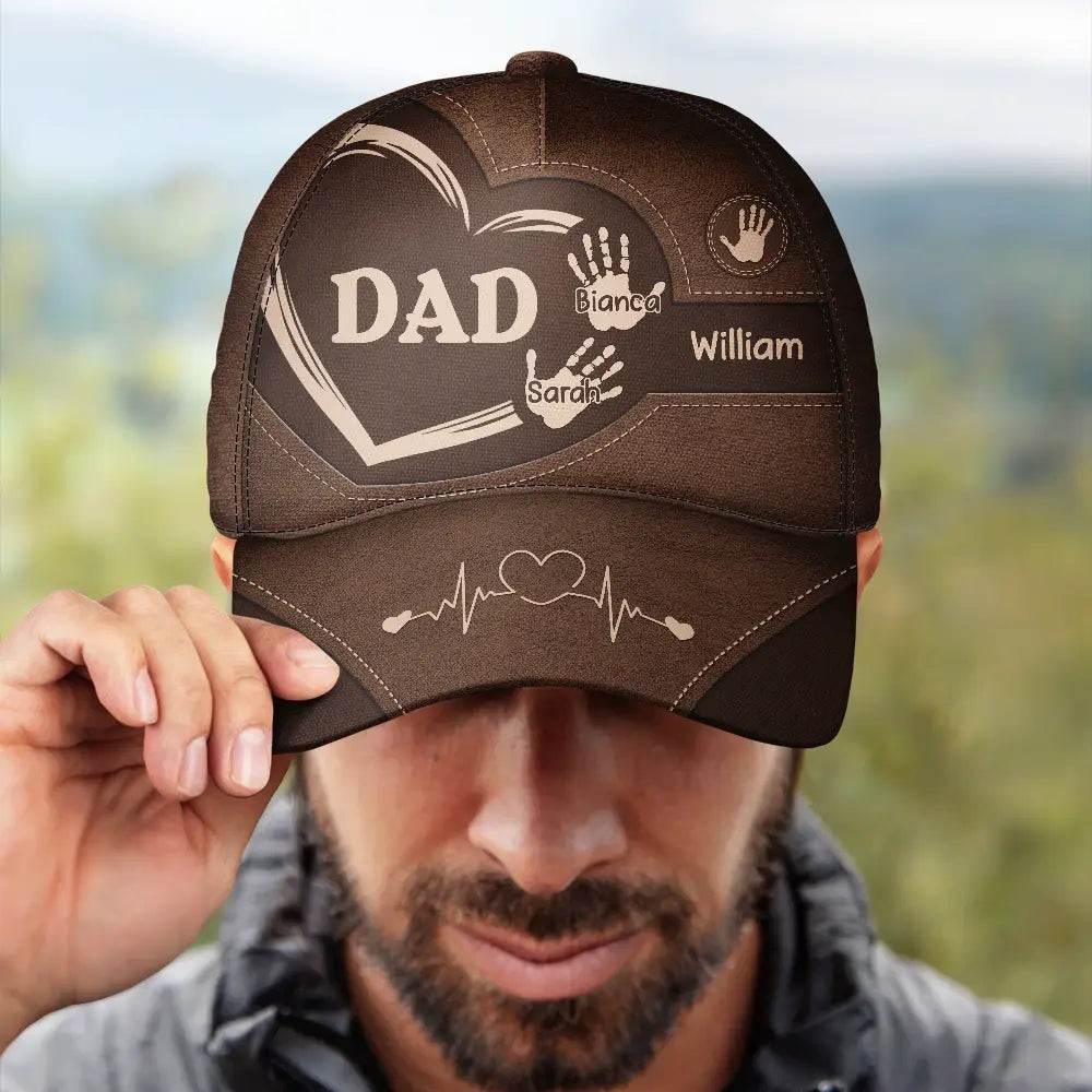 Personalized Classic Cap with Grandpa Dad Kids Handprints - Estalios