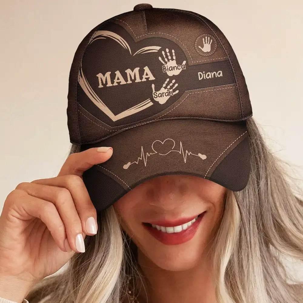 Personalized Classic Cap with Grandpa Dad Kids Handprints - Estalios