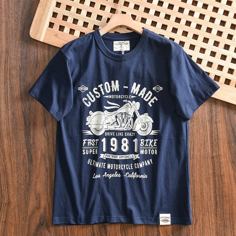 Heavy Men's Print Casual Round Neck Short Sleeve T-shirt