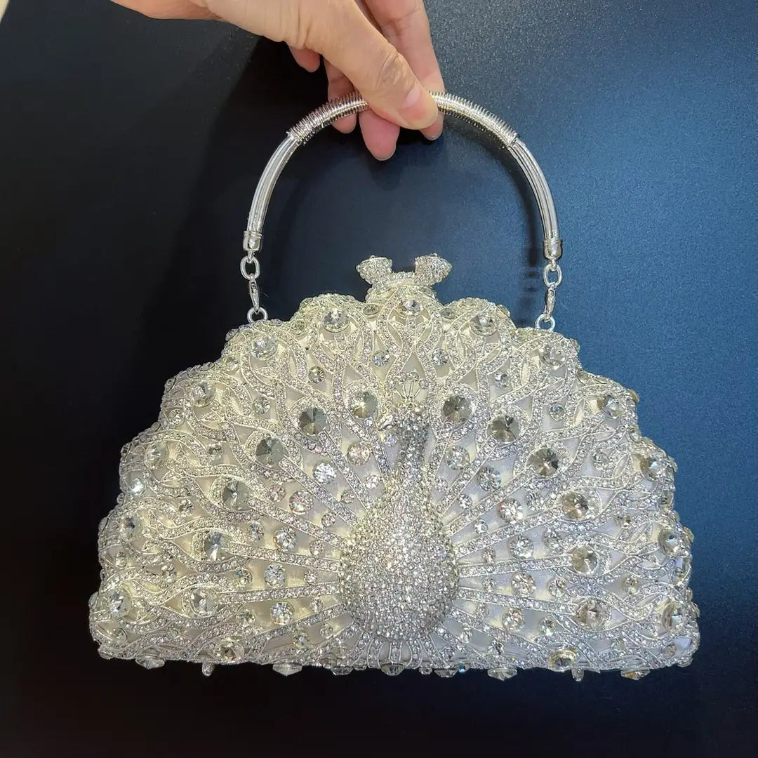 Large Peacock Diamond Every Night Bags Luxury