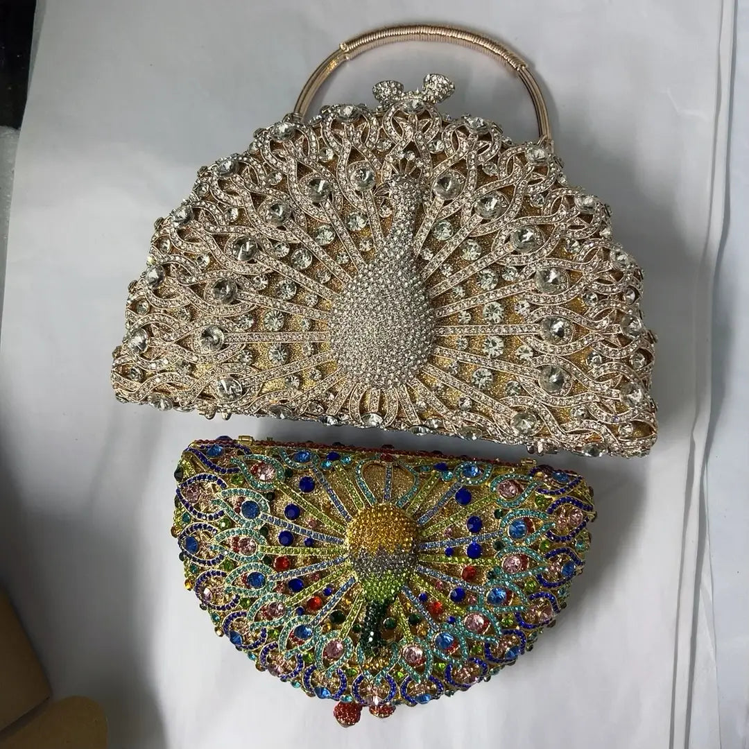 Large Peacock Diamond Every Night Bags Luxury