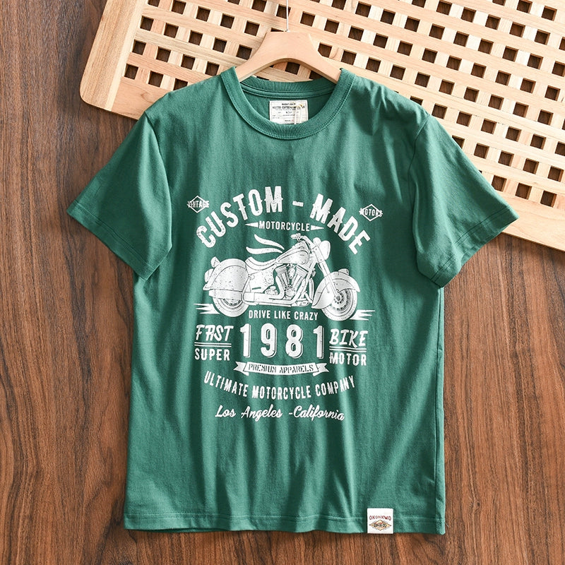 Heavy Men's Print Casual Round Neck Short Sleeve T-shirt