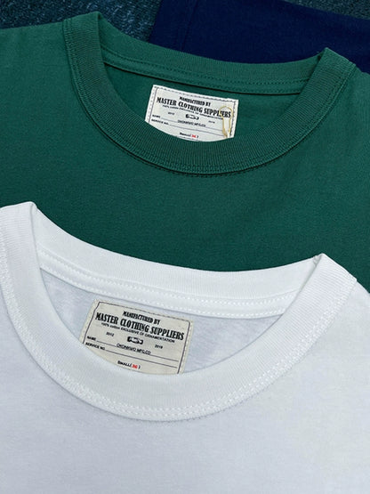 T-shirt Cotton Letter Print Short-Sleeve Retro Biker's Style