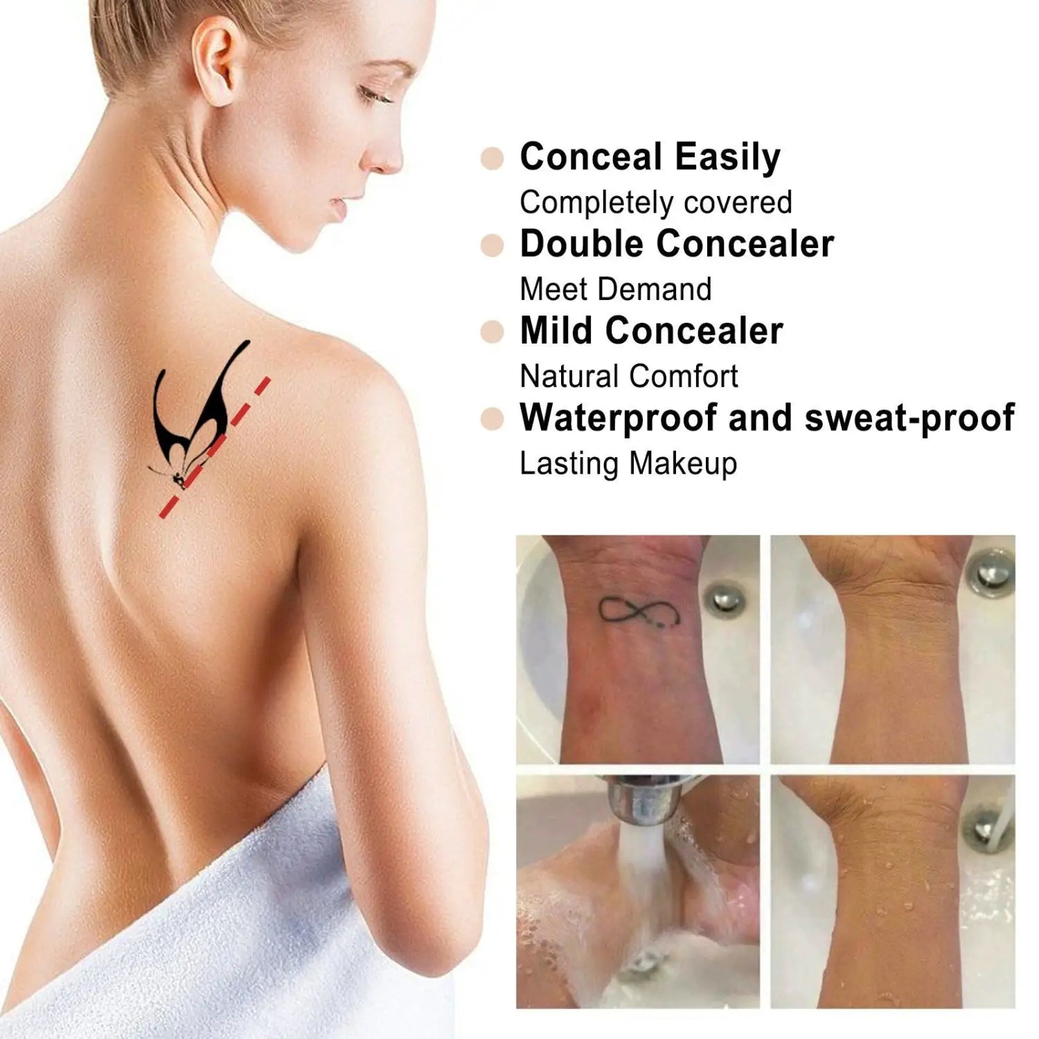 Corrector de tatuajes EELHOE, iluminador y resistente al agua