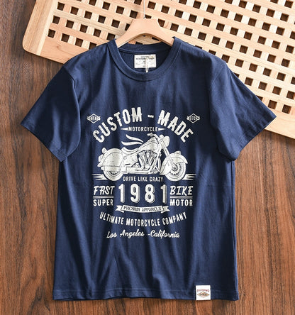 Heavy Men's Print Casual Round Neck Short Sleeve T-shirt