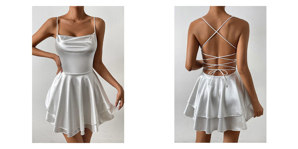 Vestido corto con espalda abierta y tirantes finos de Outfitgirl Fashion