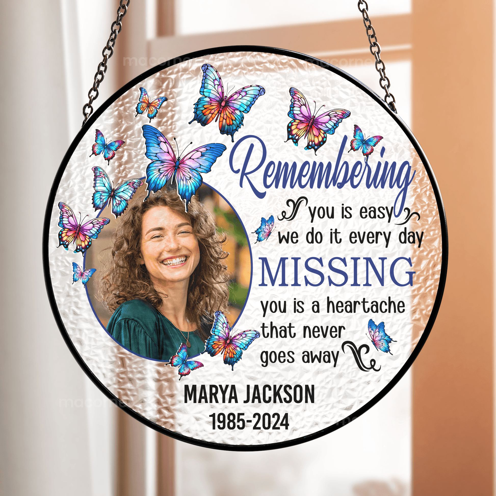 Remembering You - Personalized Stained Glass Suncatcher - Estalios