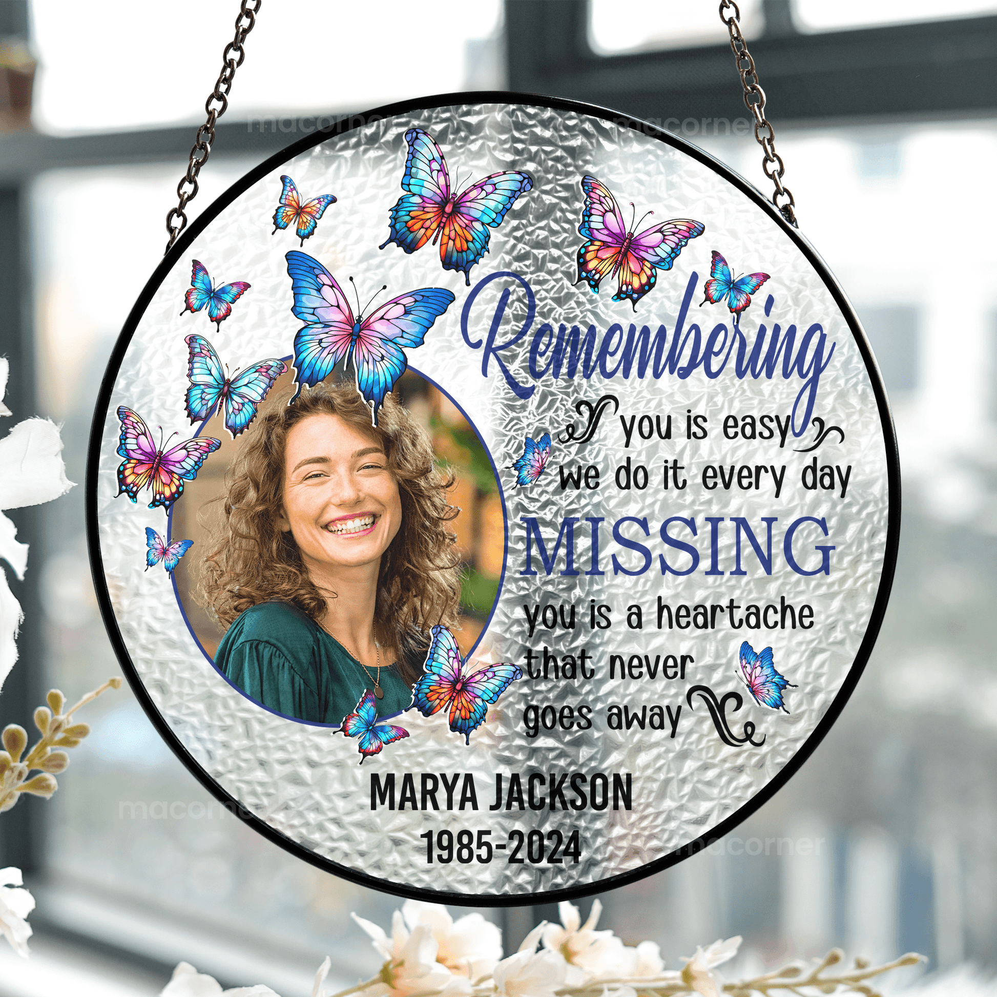 Remembering You - Personalized Stained Glass Suncatcher - Estalios
