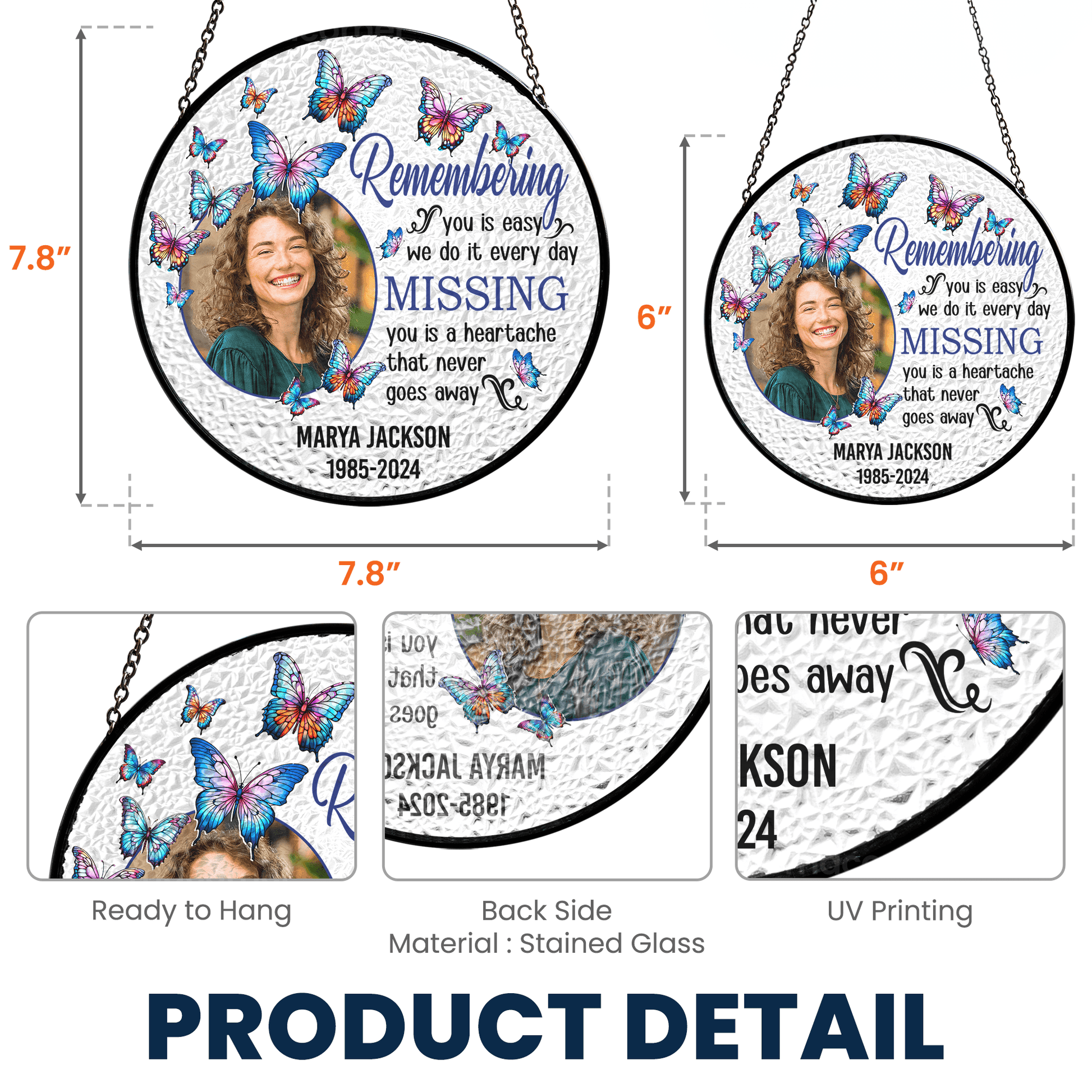 Remembering You - Personalized Stained Glass Suncatcher - Estalios