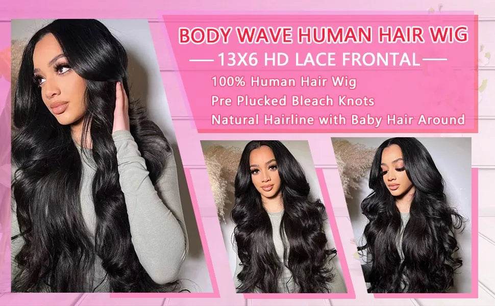 13x6 Body Wave Lace Front Wigs Human Hair 200% Density - Estalios