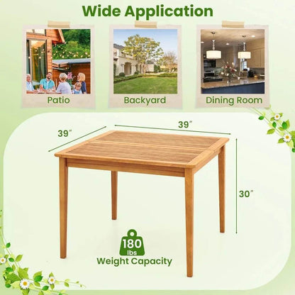 Outdoor Wood Dining Table with Umbrella Hole for Patio - Estalios