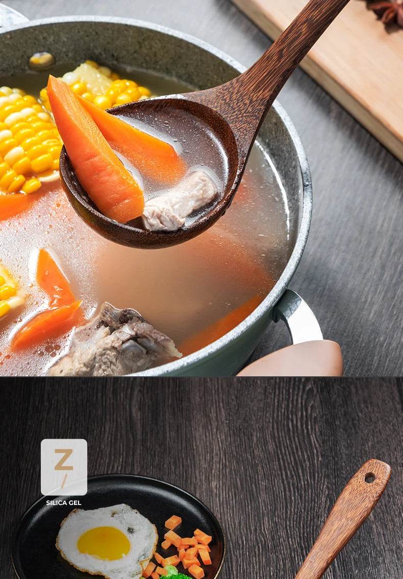 Kitchen Utensils Set Non-Stick Wooden Handle Cooking Tools - Estalios