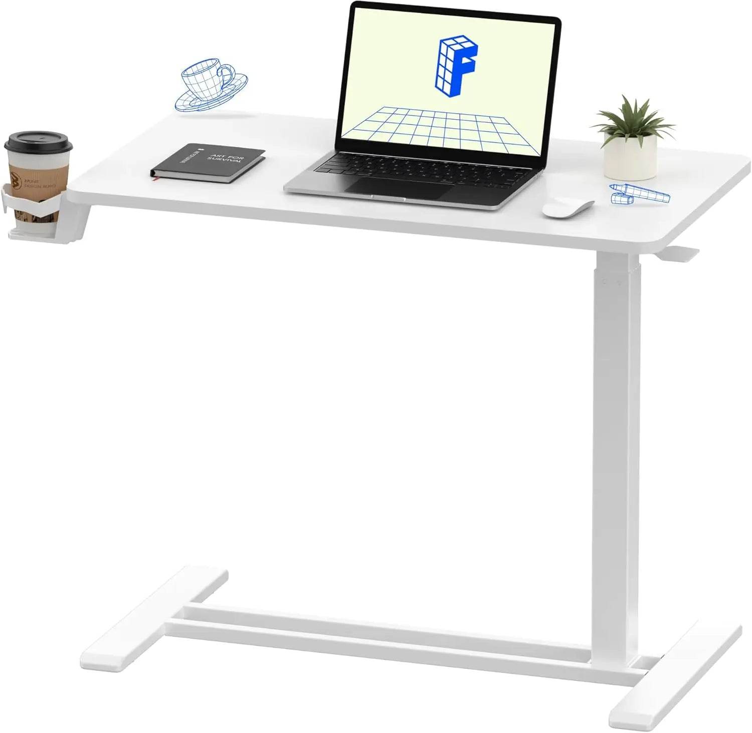 Electric Standing Desk with Drawers, Glass Adjustable Height - Estalios
