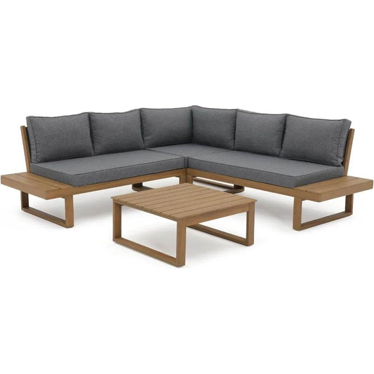 Acacia Wood Outdoor Sectional Sofa Set with Coffee Table - Estalios