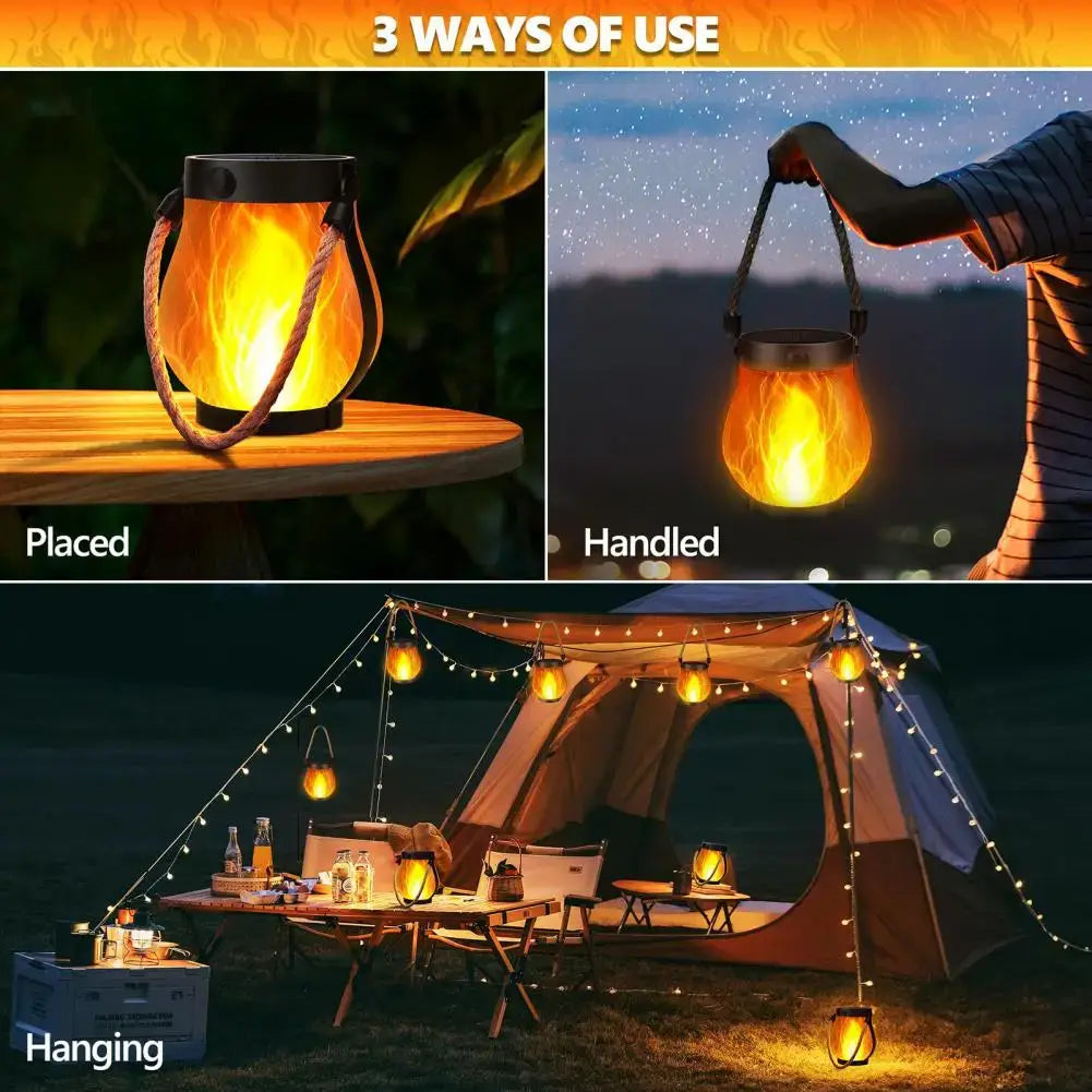 Solar Lantern Lights Waterproof Flickering Flame Garden Light Decorative Solar Hanging Lantern With 2 Modes For Yard