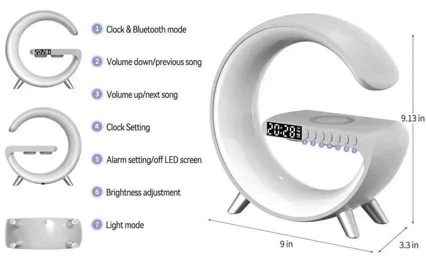 Cargador inalámbrico multifunción con altavoz Bluetooth 5.0