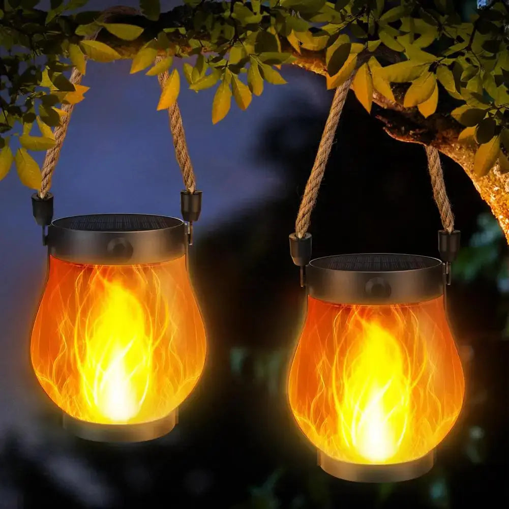 Solar Lantern Lights Waterproof Flickering Flame Garden Light Decorative Solar Hanging Lantern With 2 Modes For Yard