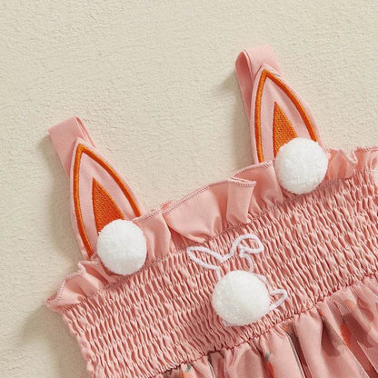 Girls Easter Bunny Print Sleeveless Dress Summer Fashion Casual Kids Princess Dress with Carrot Pattern - Estalios