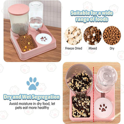 Automatic Cat Feeder Water Dispenser Set 2 In 1 Tilted Feeder - Estalios