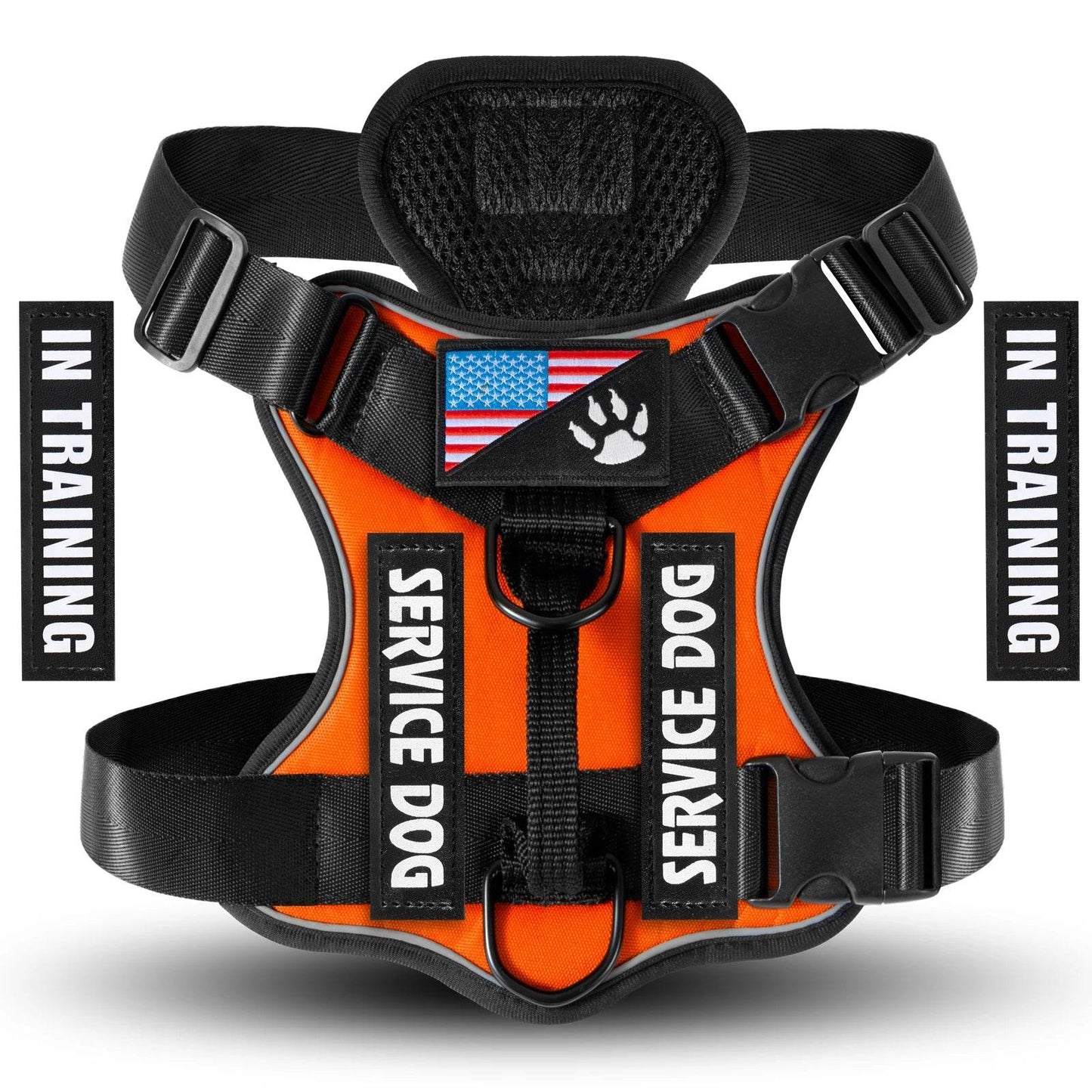 Reflective Service Dog Harness with 5 Patches, Adjustable - Estalios