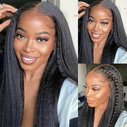 CEXXY Kinky Straight 360 HD Lace Frontal Wigs Wig For Black Women Yaki Straight Ponytail Human Hair Cheap Wigs On Clearance Sale - Estalios