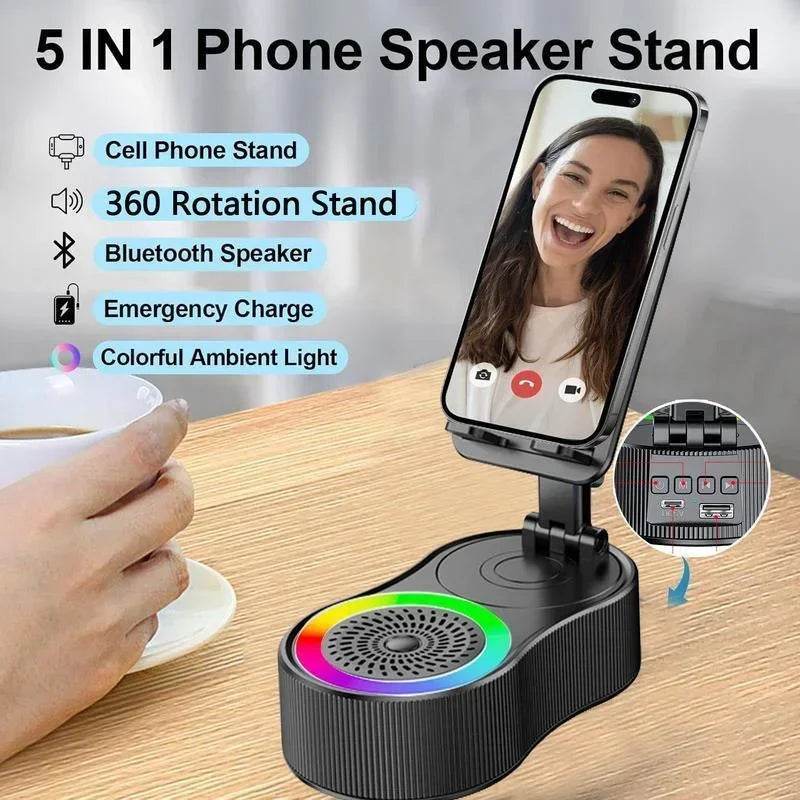 360° Rotatable Adjustable Phone Holder Wireless Speaker - Estalios