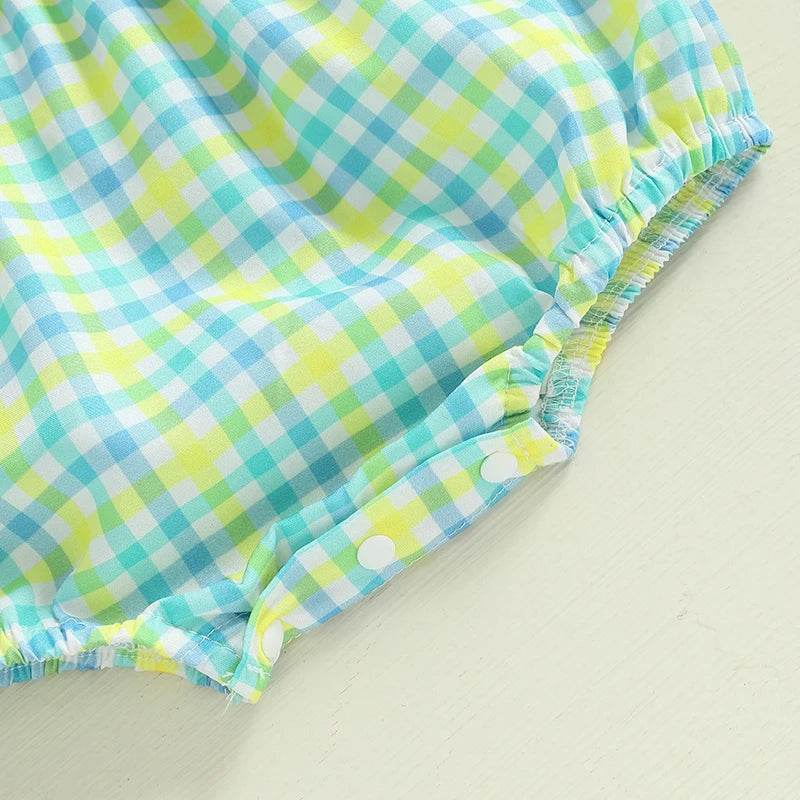 Easter Bunny Jumpsuit with Floral Embroidery and Ruffle Trim for Infant Girls and Boys - Adorable Spring Romper for Babies - Estalios