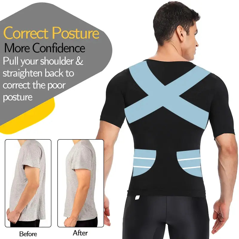 Camiseta moldeadora de pérdida de peso para hombre, camiseta de compresión adelgazante